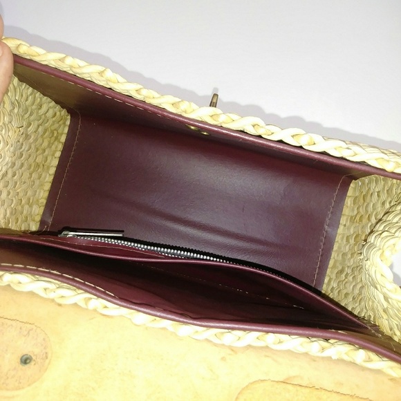 🚺VINTAGE Straw & Leather Handbag - Picture 3 of 6